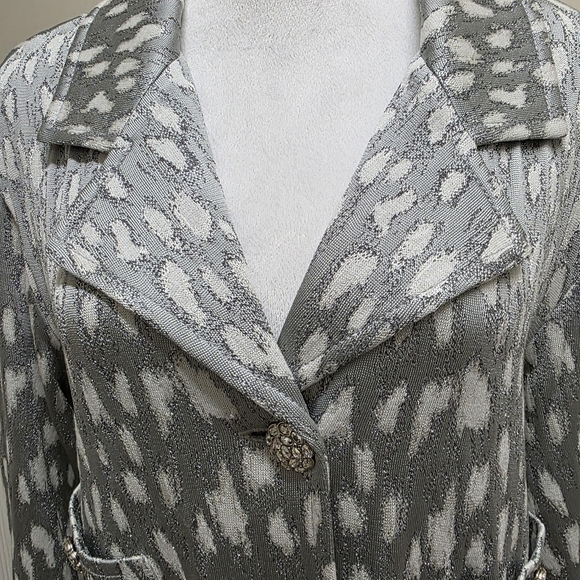 St John Couture For St John Boutiques Metallic Animal Print Blazer SZ 6 - Picture 7 of 16